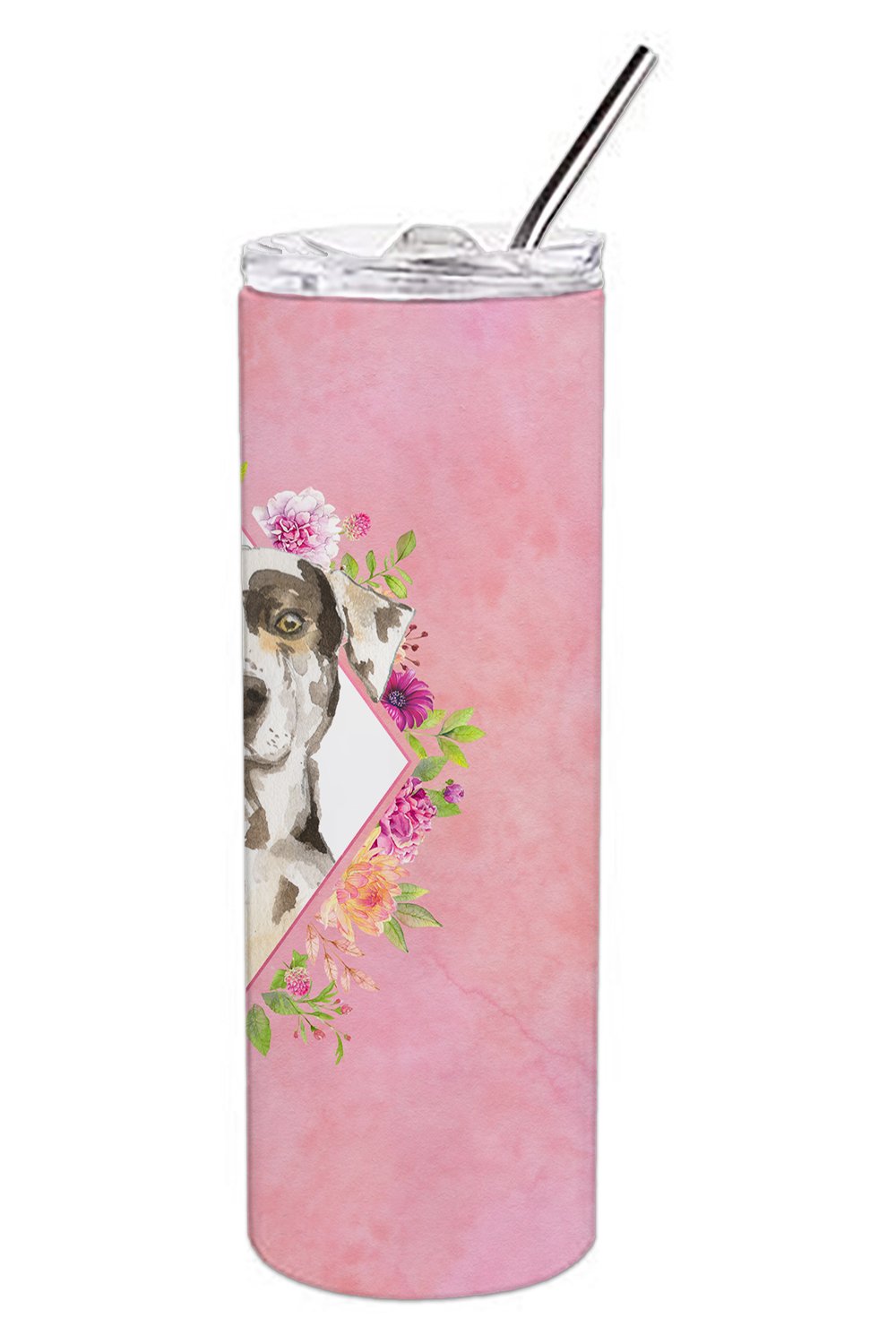 Catahoula Leopard Dog Pink Flowers Double Walled Stainless Steel 20 oz Skinny Tumbler CK4249TBL20 by Caroline's Treasures