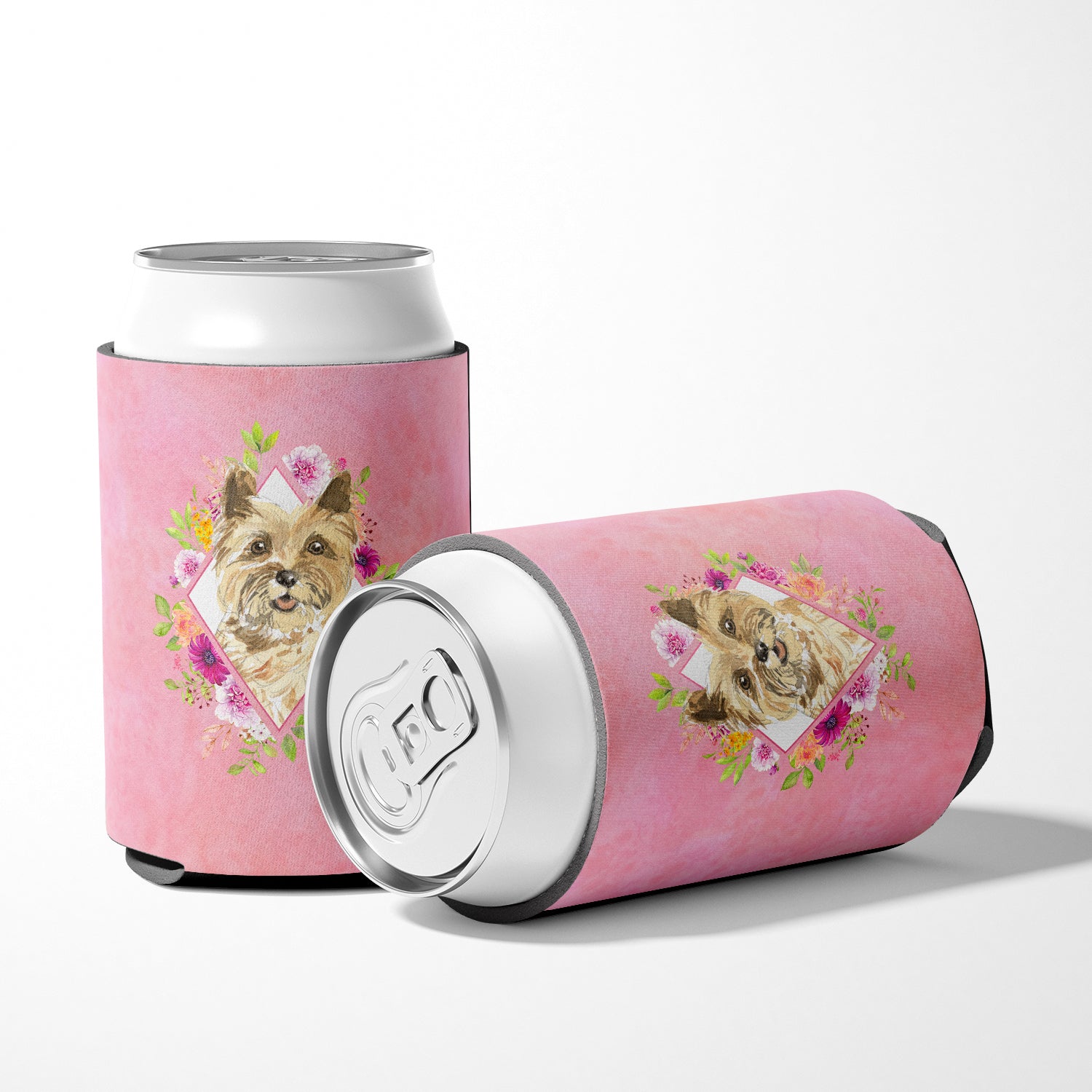 Cairn Terrier Pink Flowers Can or Bottle Hugger CK4250CC  the-store.com.