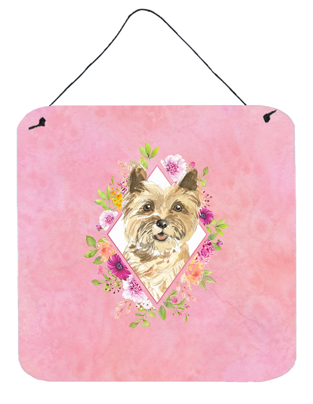 Cairn Terrier Pink Flowers Wall or Door Hanging Prints CK4250DS66 by Caroline&#39;s Treasures