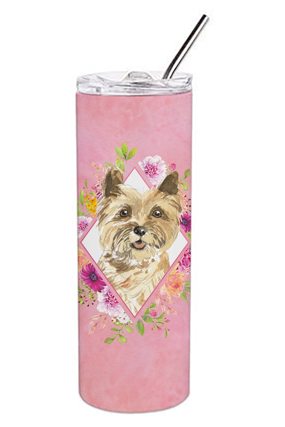 Cairn Terrier Pink Flowers Double Walled Stainless Steel 20 oz Skinny Tumbler CK4250TBL20 by Caroline&#39;s Treasures