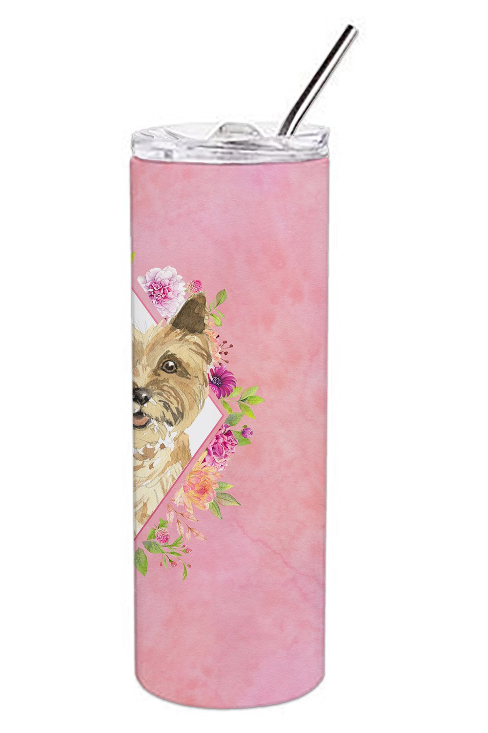 Cairn Terrier Pink Flowers Double Walled Stainless Steel 20 oz Skinny Tumbler CK4250TBL20 by Caroline's Treasures