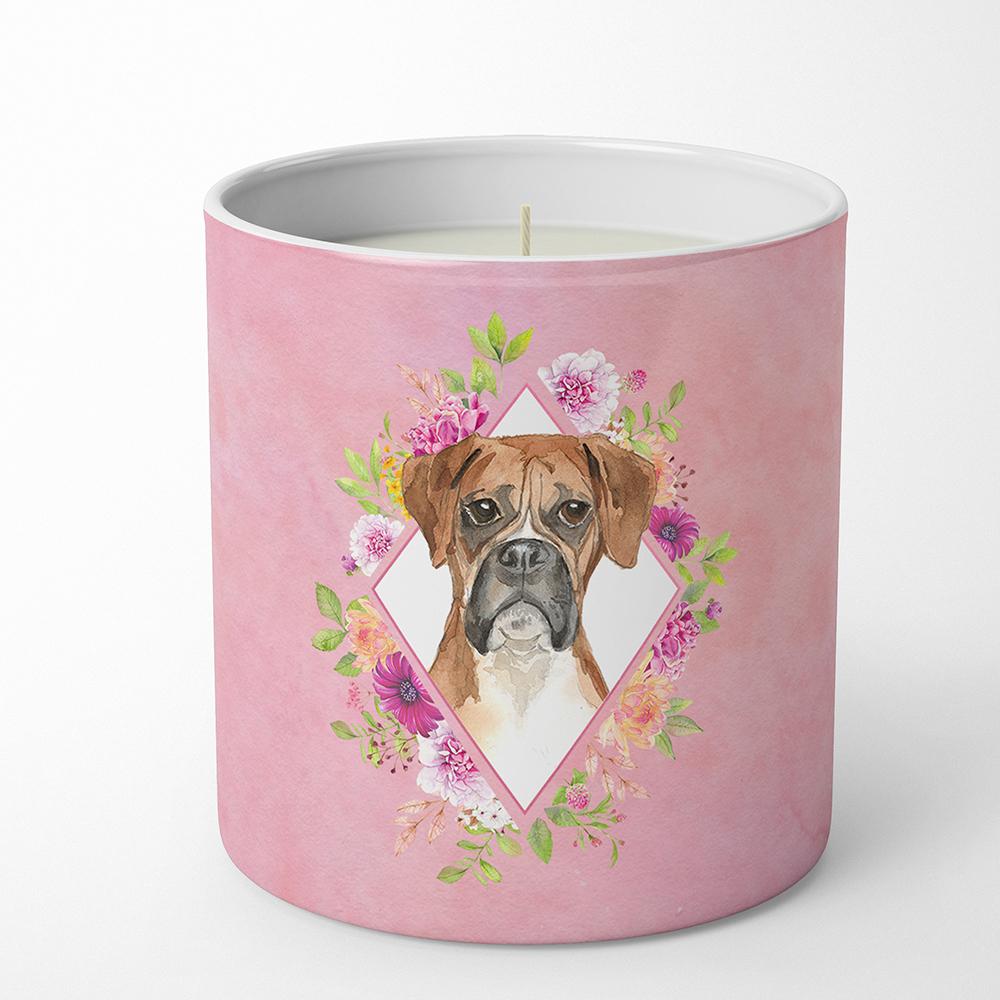Boxer Pink Flowers 10 oz Decorative Soy Candle CK4255CDL by Caroline&#39;s Treasures