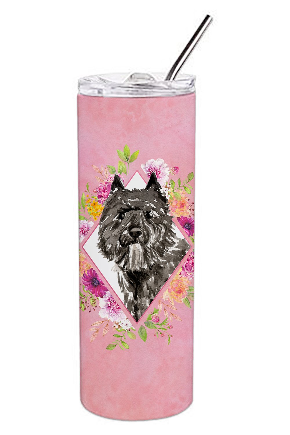 Bouvier des Flandres Pink Flowers Double Walled Stainless Steel 20 oz Skinny Tumbler CK4256TBL20 by Caroline&#39;s Treasures