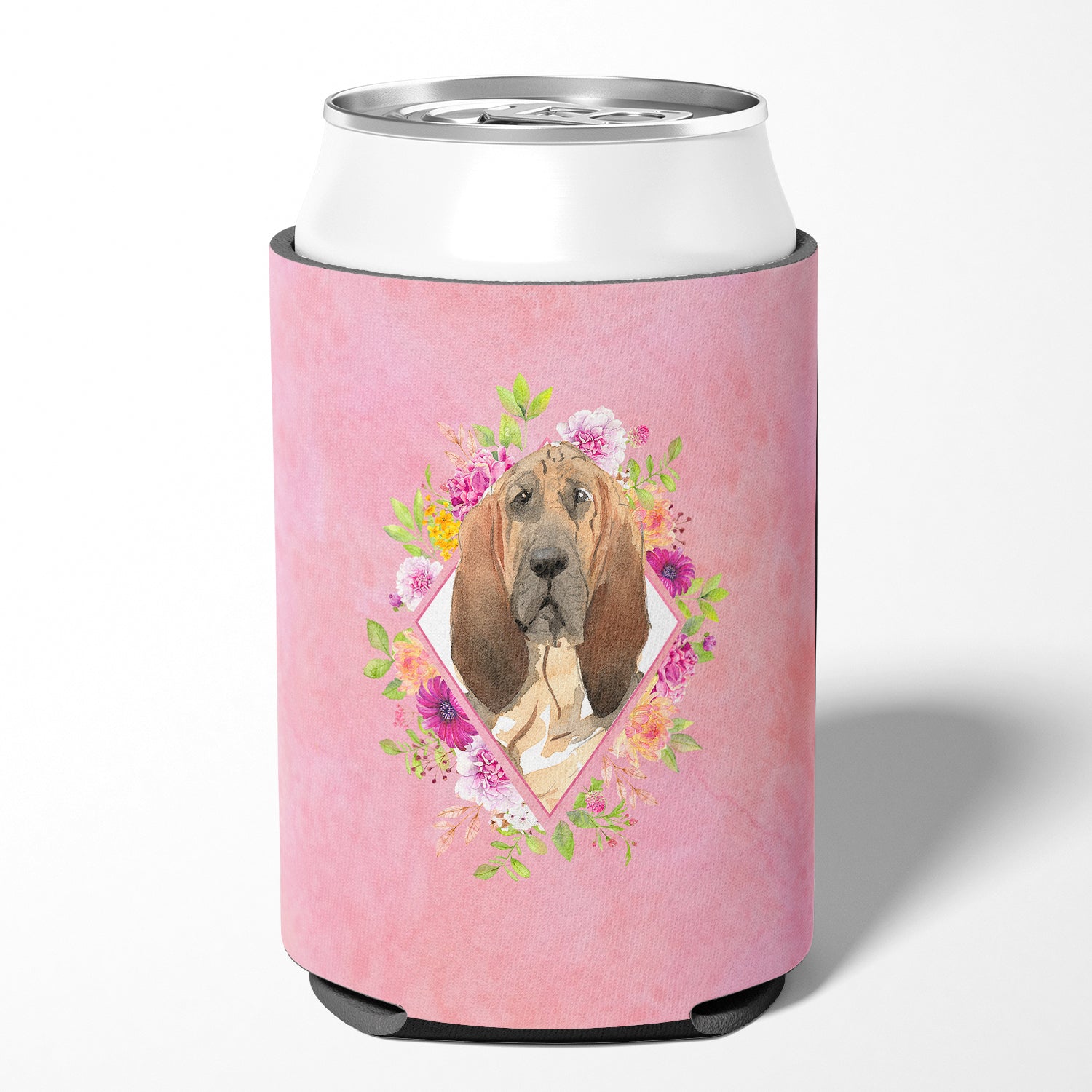 Bloodhound Pink Flowers Can or Bottle Hugger CK4259CC