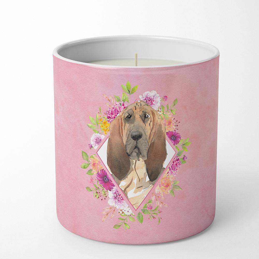 Bloodhound Pink Flowers 10 oz Decorative Soy Candle CK4259CDL by Caroline's Treasures