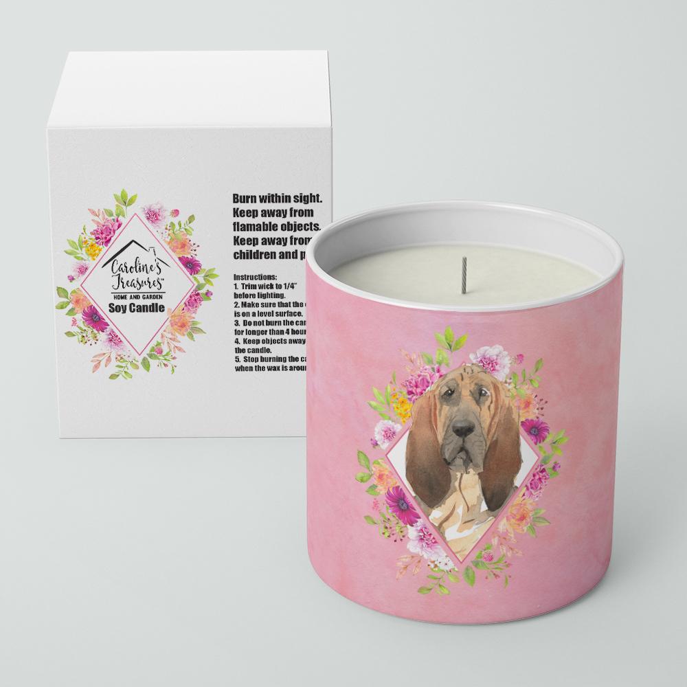 Bloodhound Pink Flowers 10 oz Decorative Soy Candle CK4259CDL by Caroline's Treasures