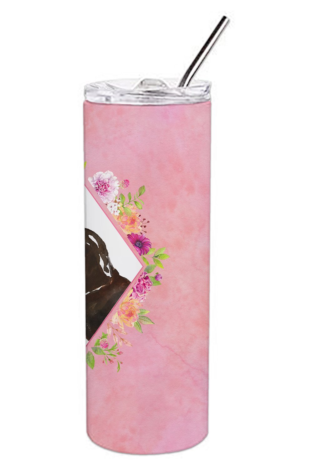 Black and Tan Dachshund Pink Flowers Double Walled Stainless Steel 20 oz Skinny Tumbler CK4262TBL20 by Caroline's Treasures