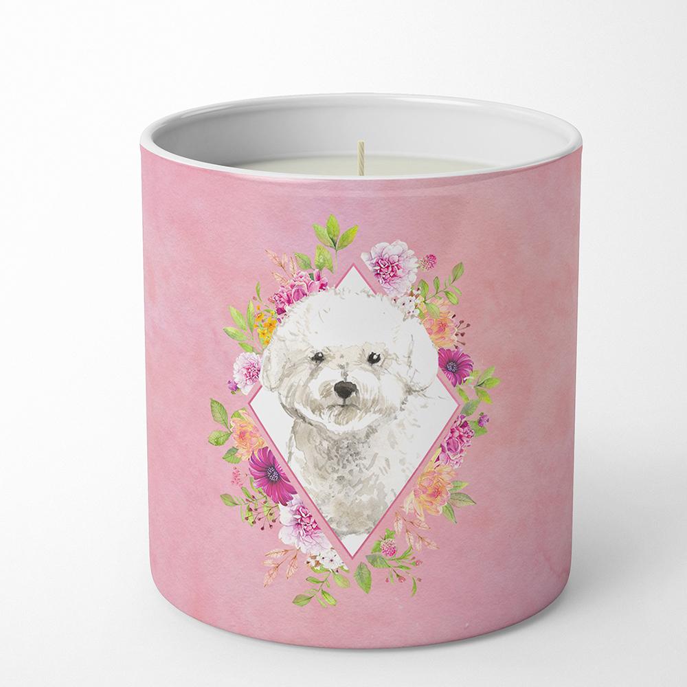Bichon Frise Pink Flowers 10 oz Decorative Soy Candle CK4263CDL by Caroline&#39;s Treasures