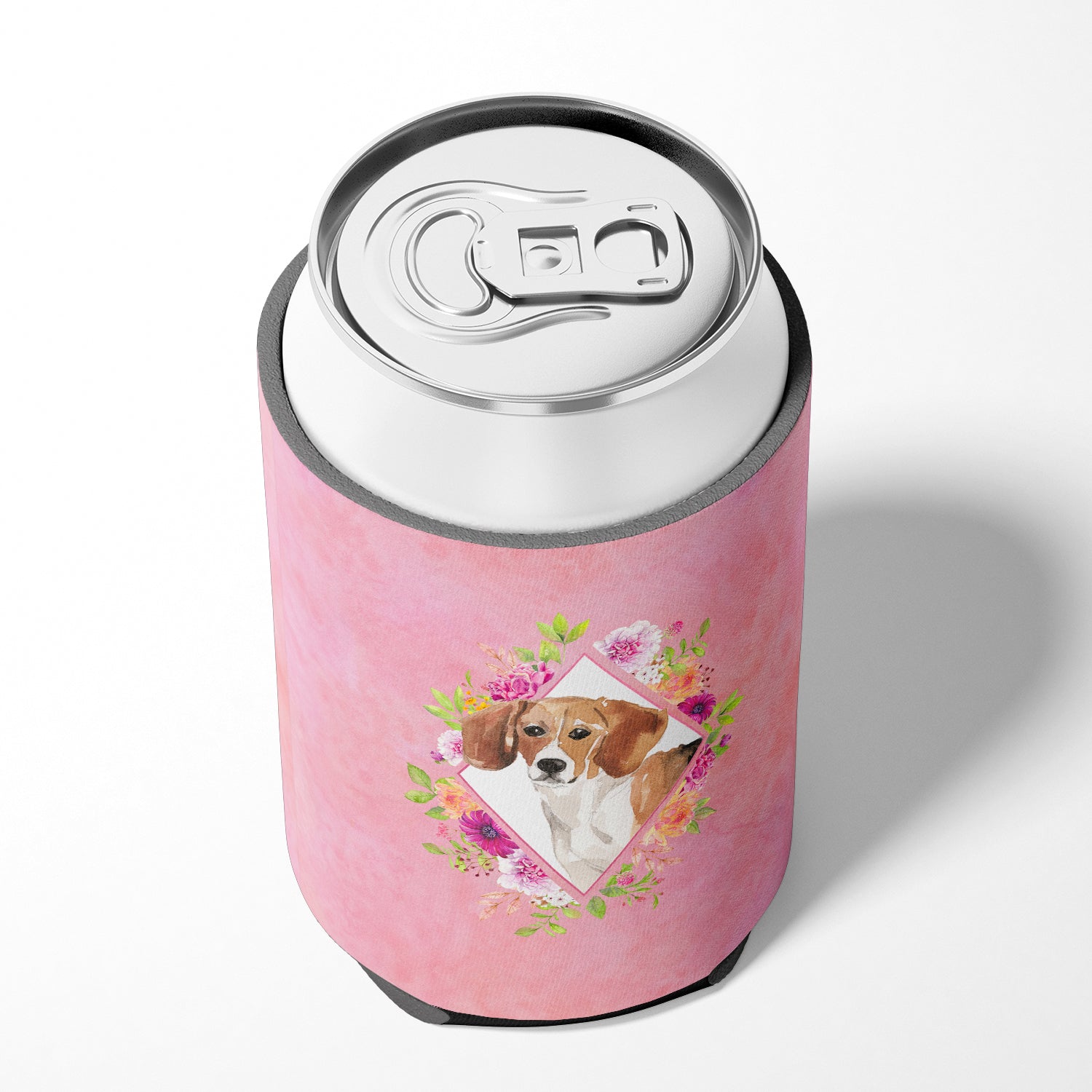 Beagle Pink Flowers Can or Bottle Hugger CK4265CC  the-store.com.