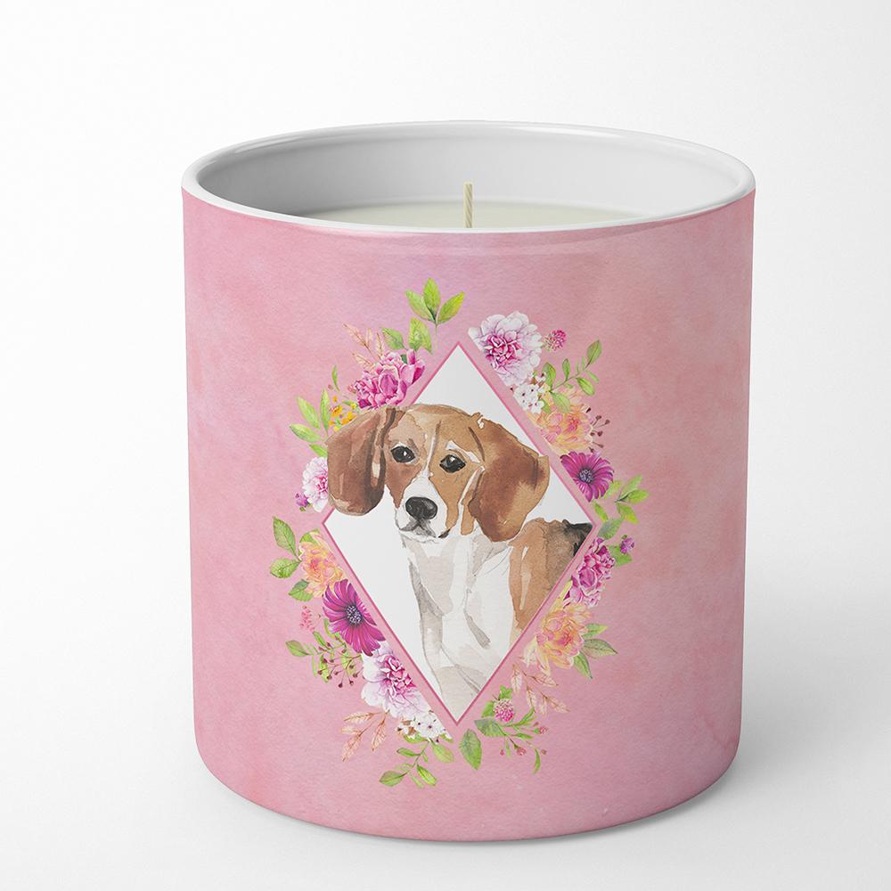 Beagle Pink Flowers 10 oz Decorative Soy Candle CK4265CDL by Caroline&#39;s Treasures