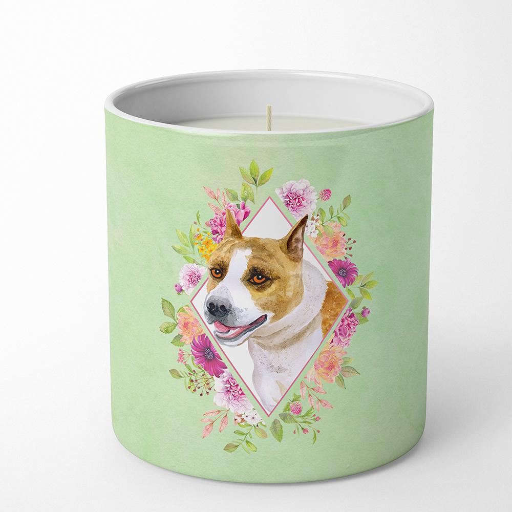 Bull Terrier Green Flowers 10 oz Decorative Soy Candle CK4274CDL by Caroline's Treasures