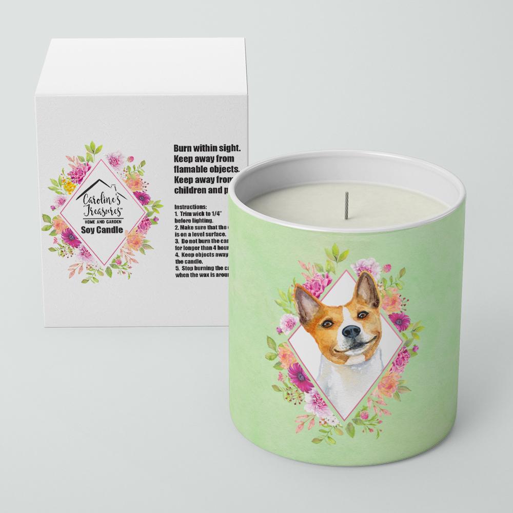 Basenji Green Flowers 10 oz Decorative Soy Candle CK4275CDL by Caroline&#39;s Treasures
