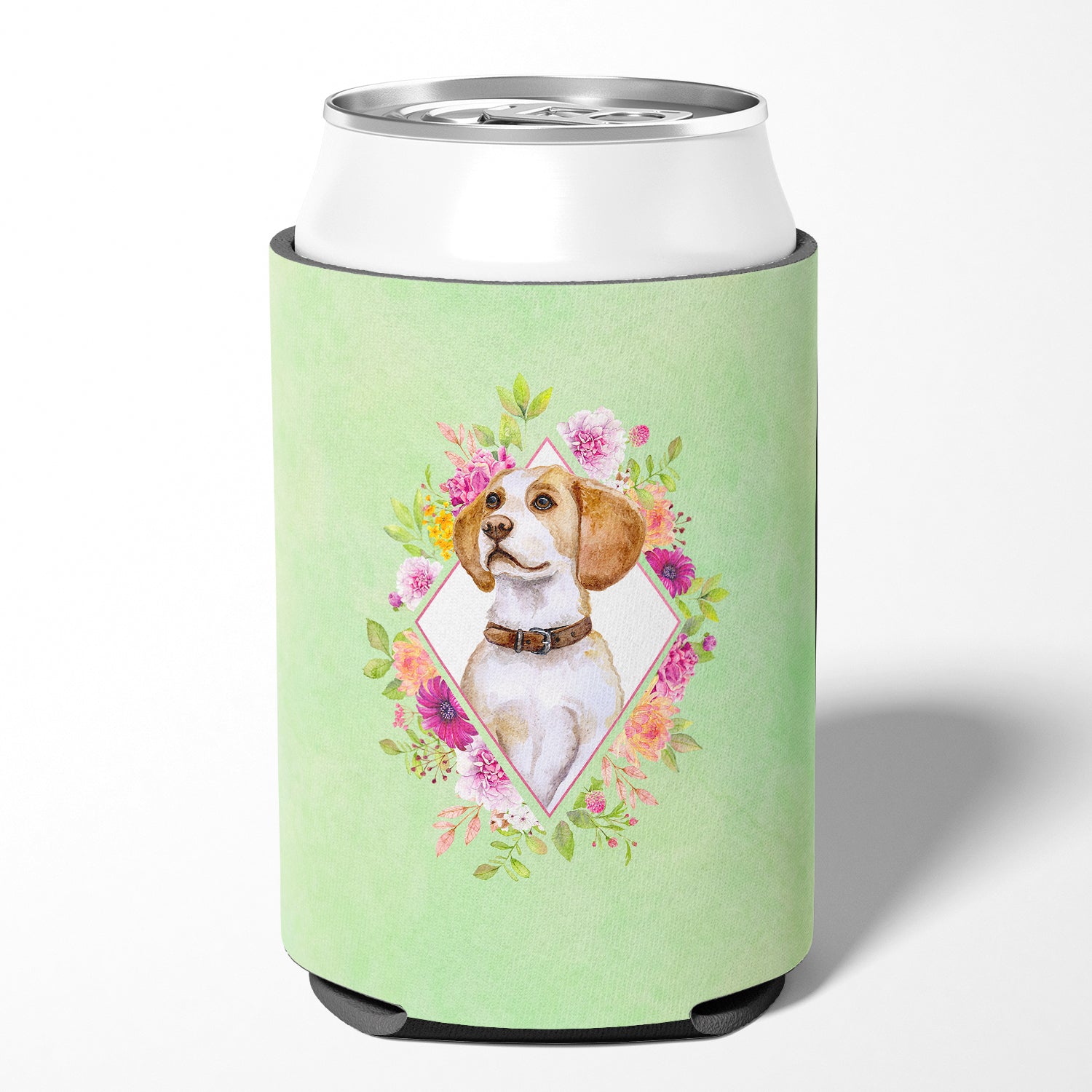 Beagle Green Flowers Can or Bottle Hugger CK4277CC  the-store.com.