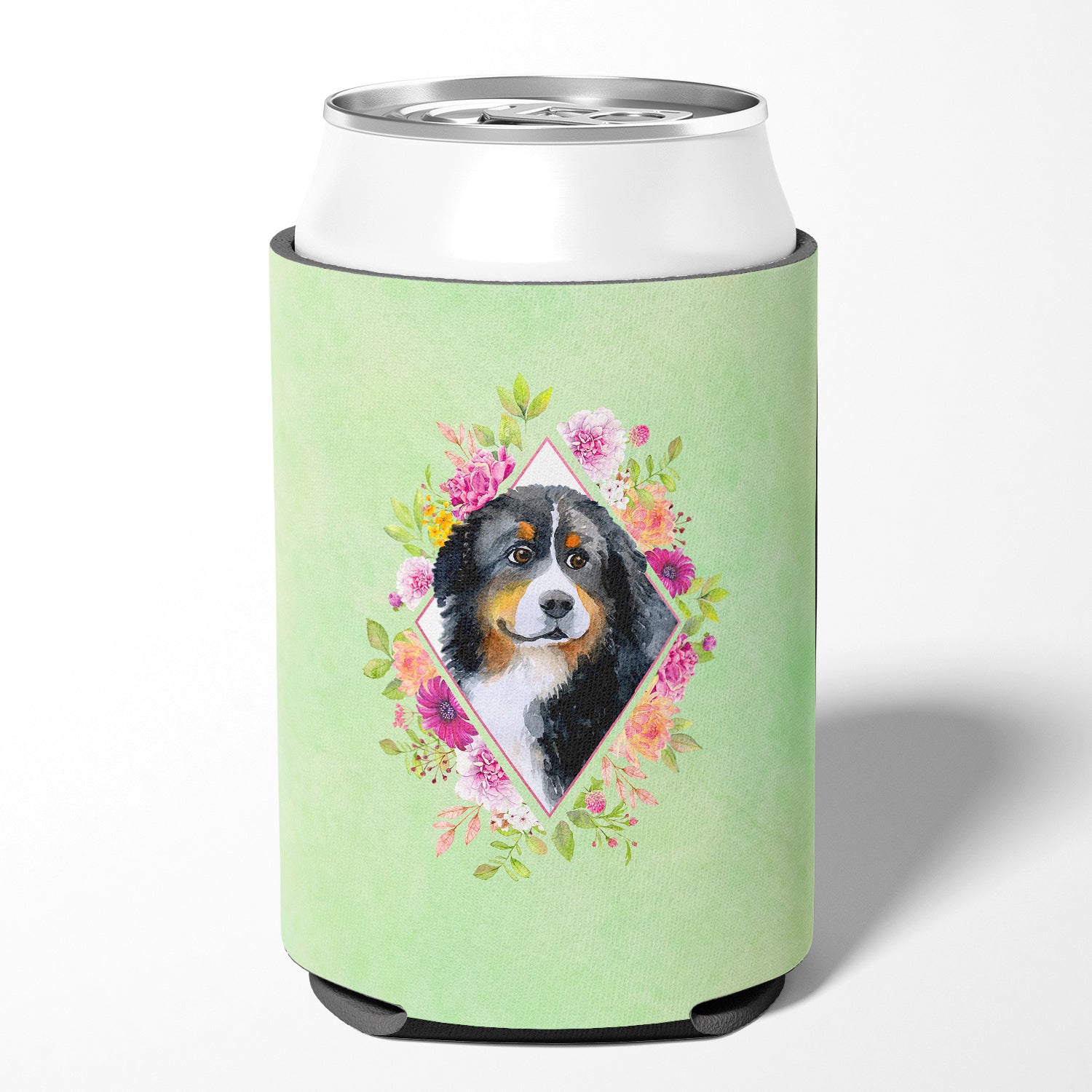 Bernese Mountain Dog Green Flowers Can or Bottle Hugger CK4278CC  the-store.com.