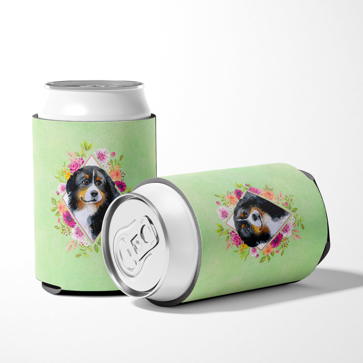 Bernese Mountain Dog Green Flowers Can or Bottle Hugger CK4278CC  the-store.com.