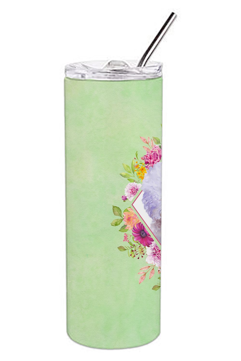 Bichon Frisé #2 Green Flowers Double Walled Stainless Steel 20 oz Skinny Tumbler CK4280TBL20 by Caroline's Treasures