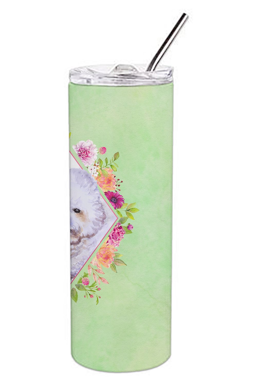 Bichon Frisé #2 Green Flowers Double Walled Stainless Steel 20 oz Skinny Tumbler CK4280TBL20 by Caroline's Treasures