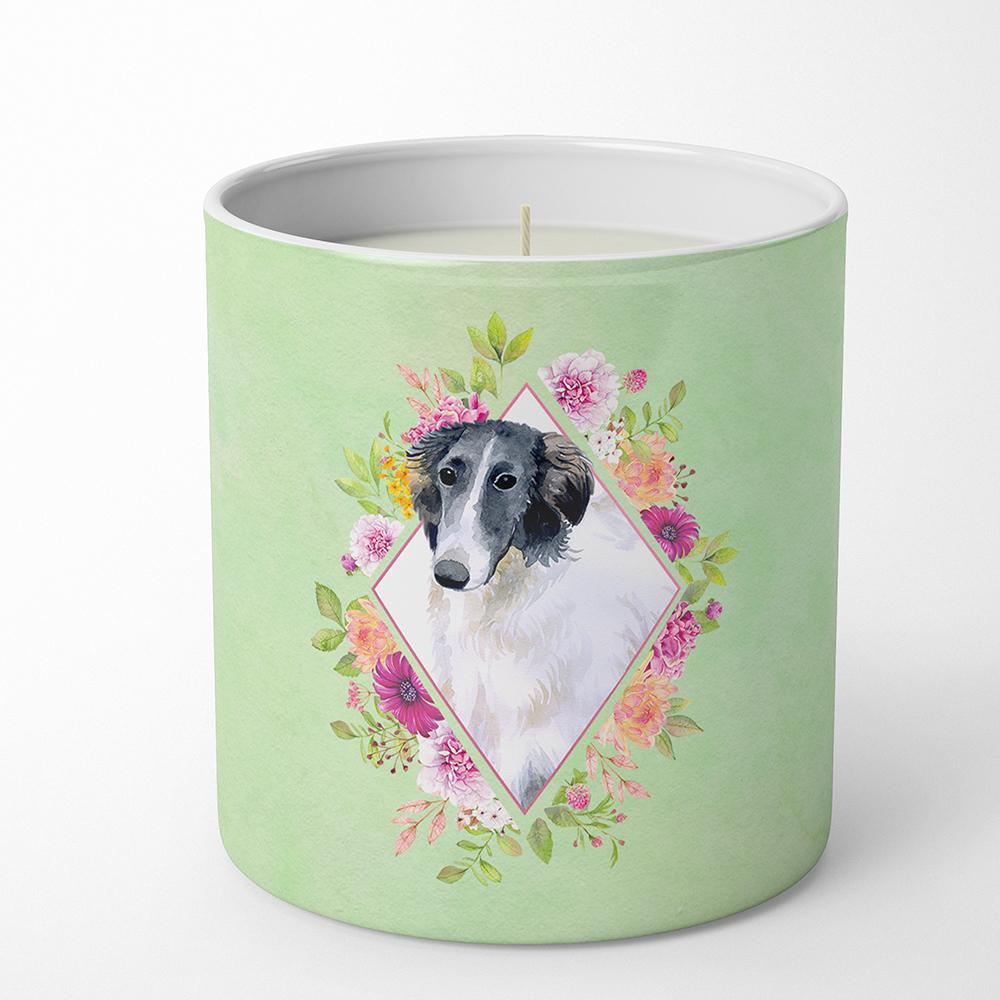 Borzoi Green Flowers 10 oz Decorative Soy Candle CK4282CDL by Caroline's Treasures