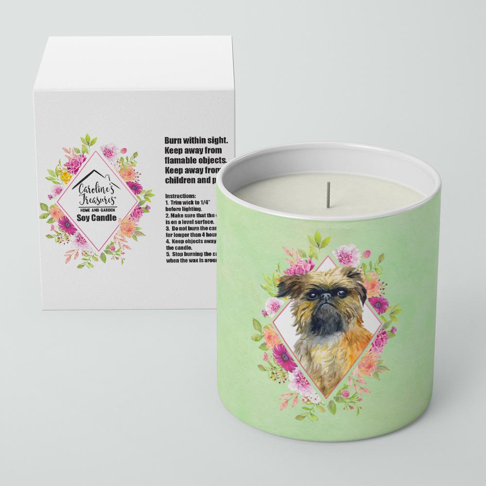 Brussels Griffon Green Flowers 10 oz Decorative Soy Candle CK4283CDL by Caroline&#39;s Treasures