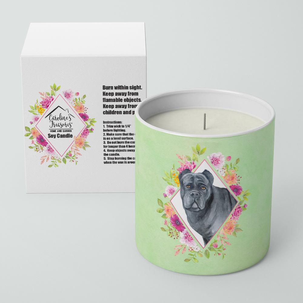 Cane Corso Green Flowers 10 oz Decorative Soy Candle CK4285CDL by Caroline&#39;s Treasures