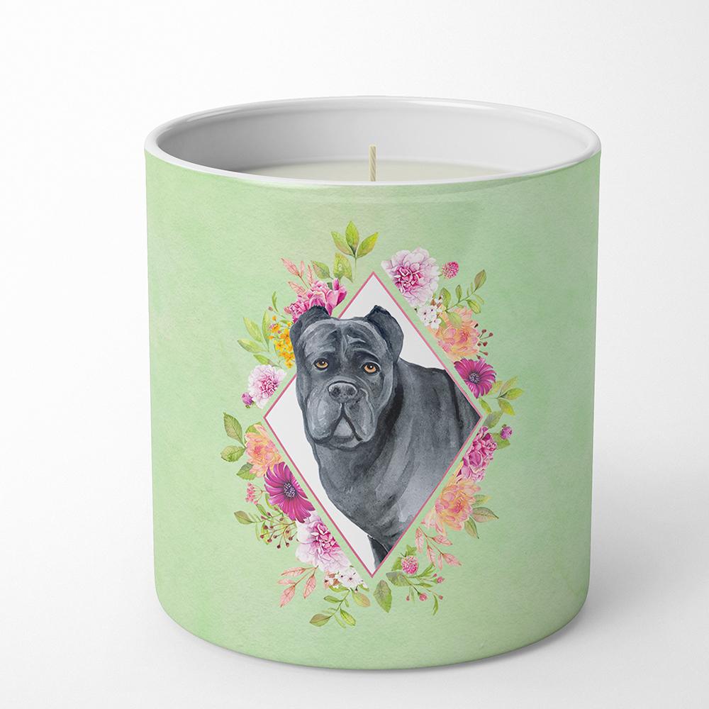 Cane Corso Green Flowers 10 oz Decorative Soy Candle CK4285CDL by Caroline's Treasures