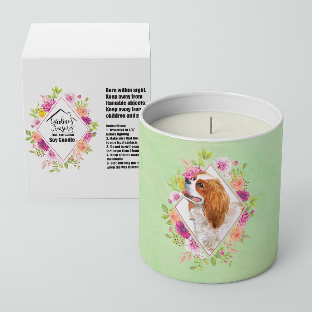Cavalier King Charles Spaniel Green Flowers 10 oz Decorative Soy Candle CK4286CDL by Caroline&#39;s Treasures