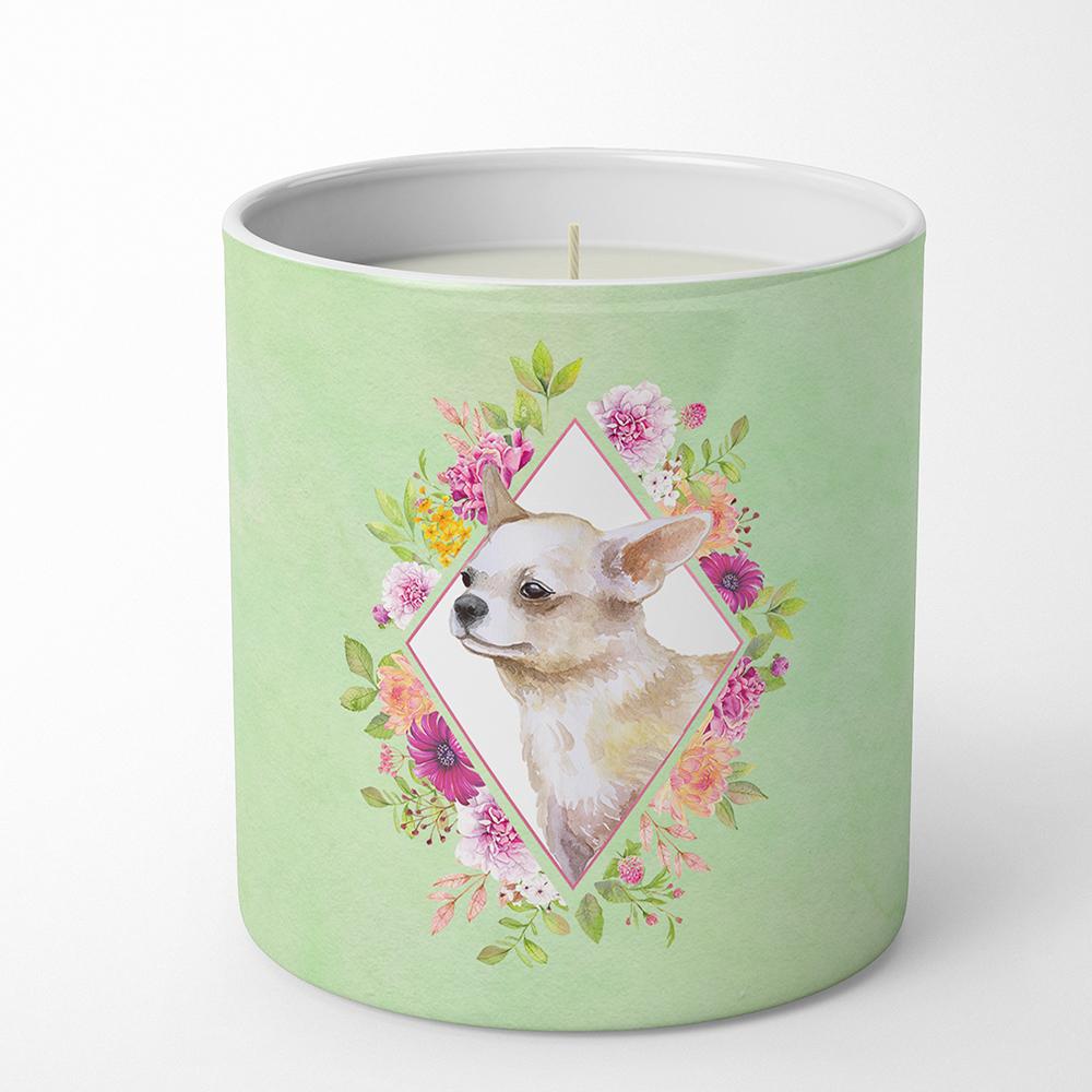 Chihuahua #2 Green Flowers 10 oz Decorative Soy Candle CK4289CDL by Caroline's Treasures