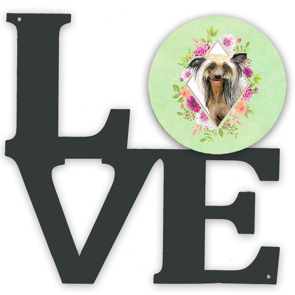 Chinese Crested Green Flowers Metal Wall Artwork LOVE CK4290WALV by Caroline&#39;s Treasures