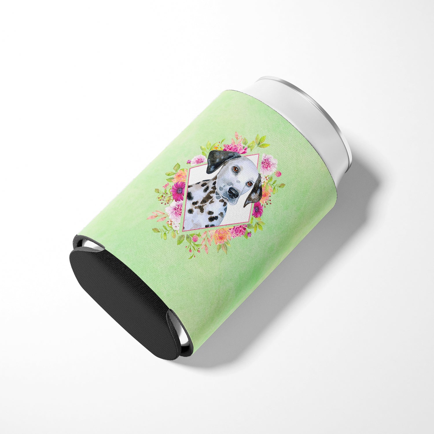 Dalmatian Puppy Green Flowers Can or Bottle Hugger CK4296CC  the-store.com.