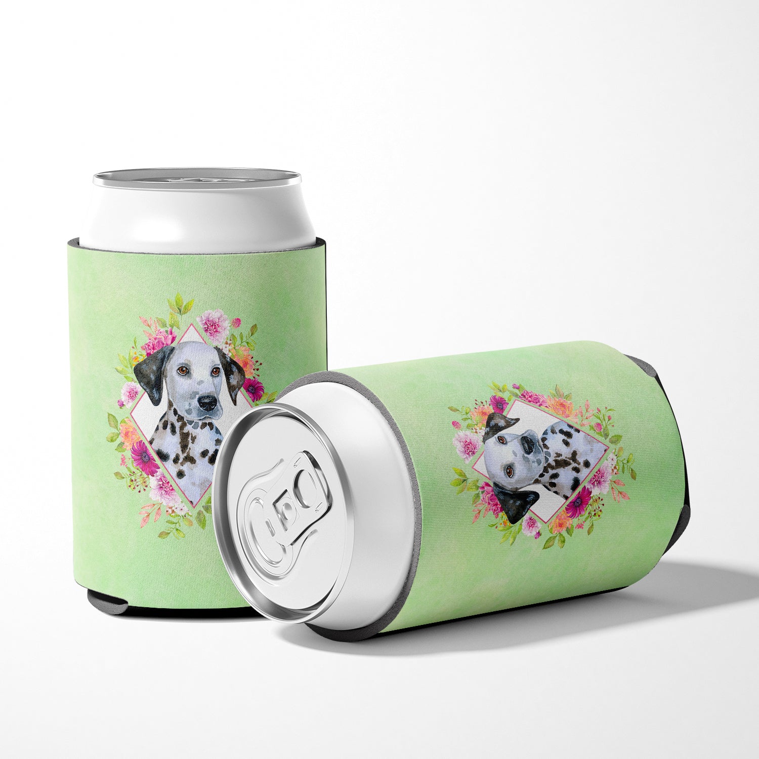 Dalmatian Puppy Green Flowers Can or Bottle Hugger CK4296CC  the-store.com.