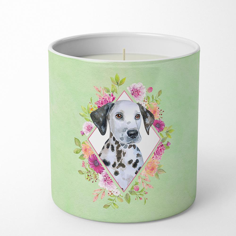 Dalmatian Puppy Green Flowers 10 oz Decorative Soy Candle CK4296CDL by Caroline's Treasures