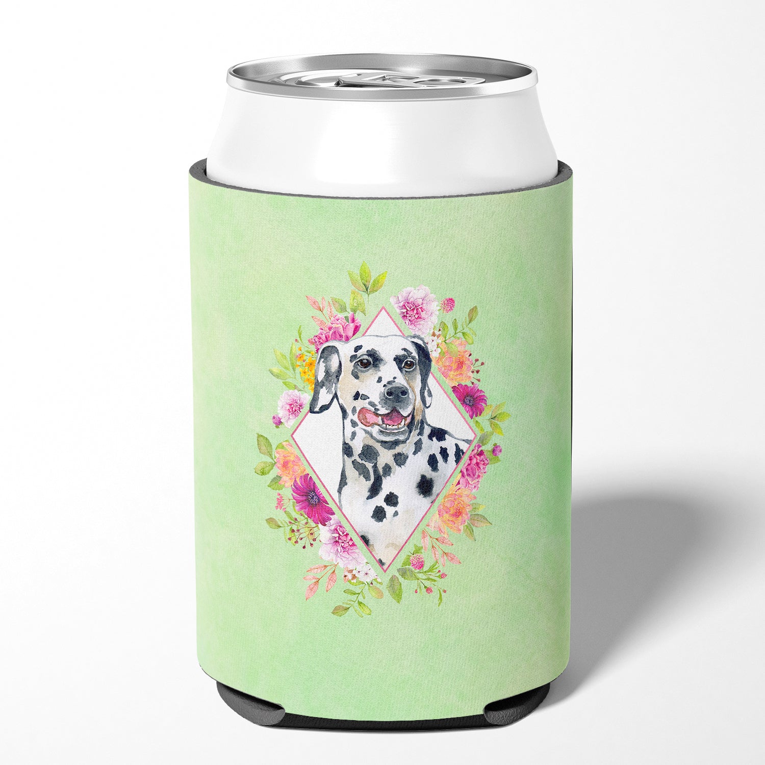 Dalmatian Green Flowers Can or Bottle Hugger CK4297CC  the-store.com.