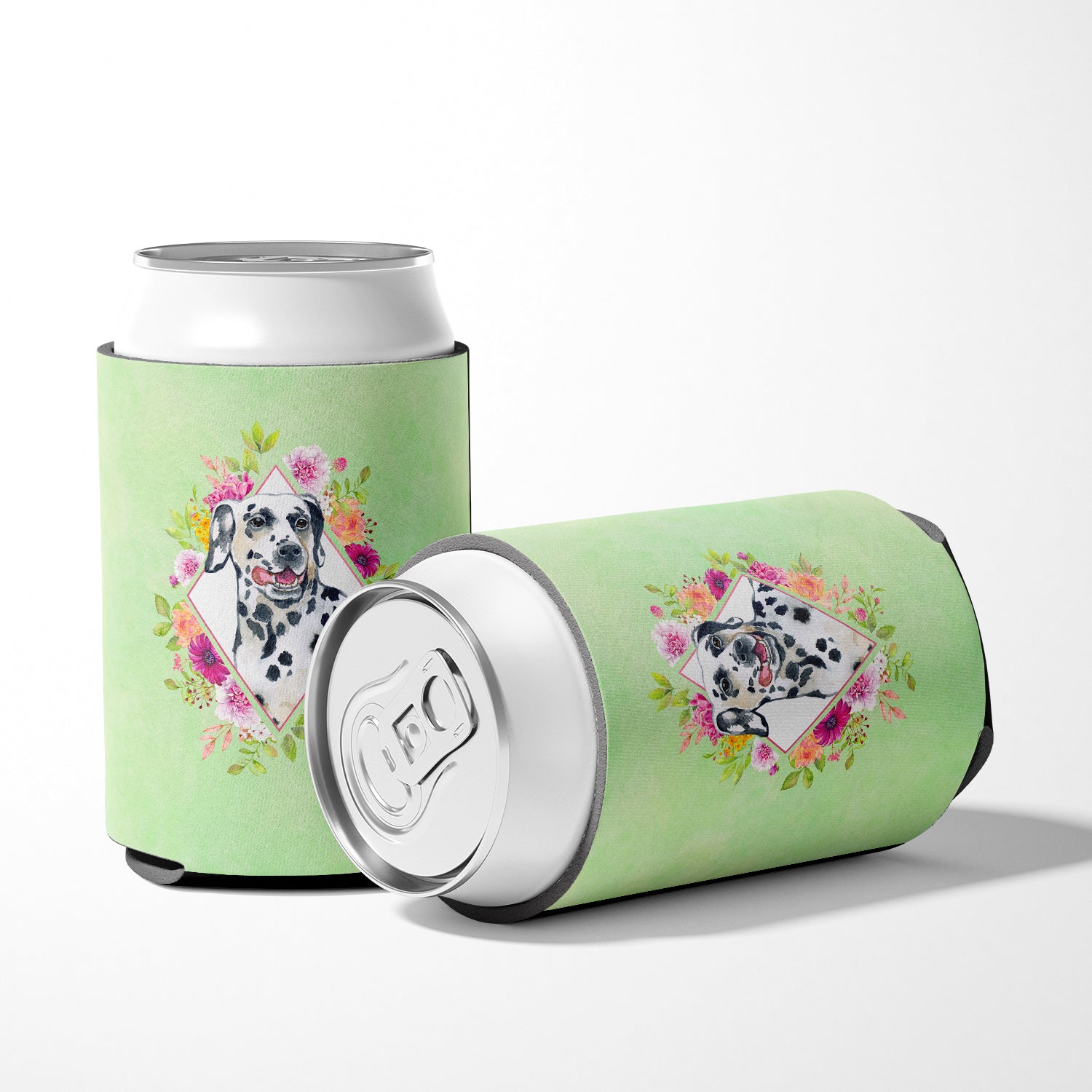 Dalmatian Green Flowers Can or Bottle Hugger CK4297CC  the-store.com.