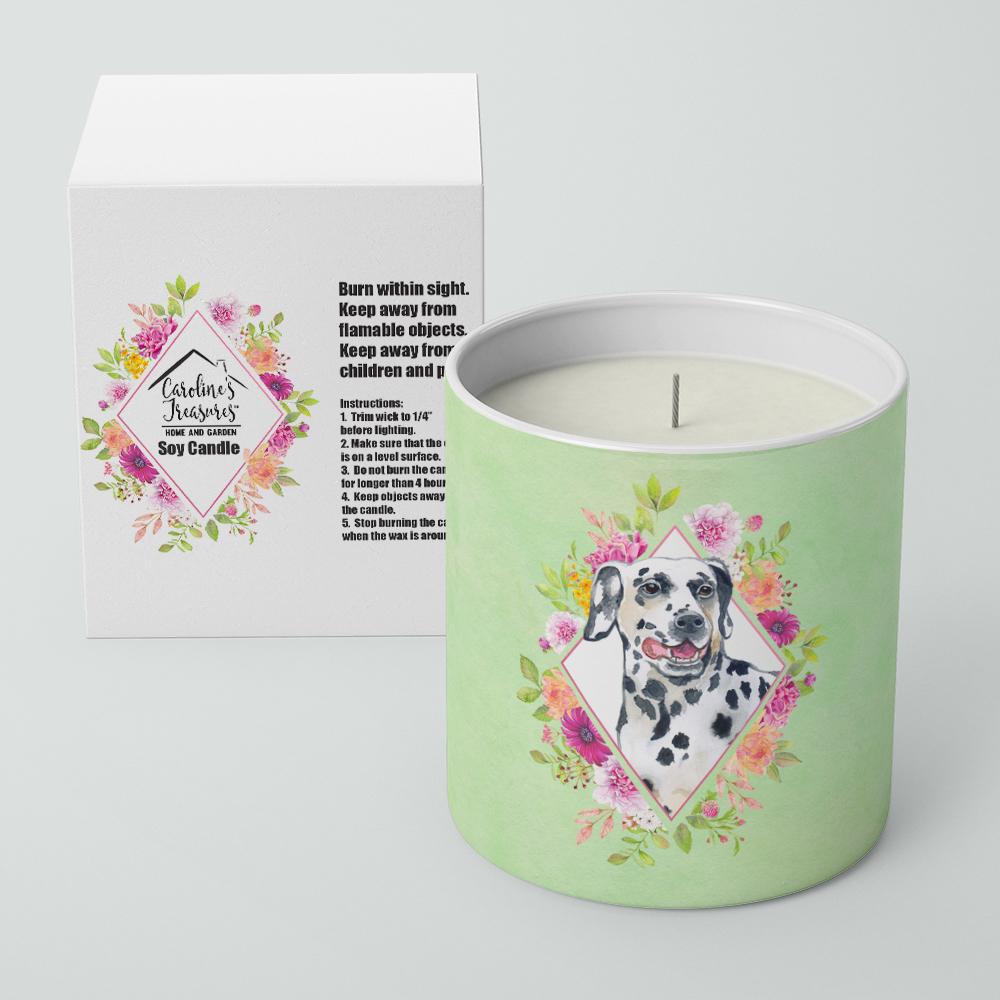Dalmatian Green Flowers 10 oz Decorative Soy Candle CK4297CDL by Caroline&#39;s Treasures