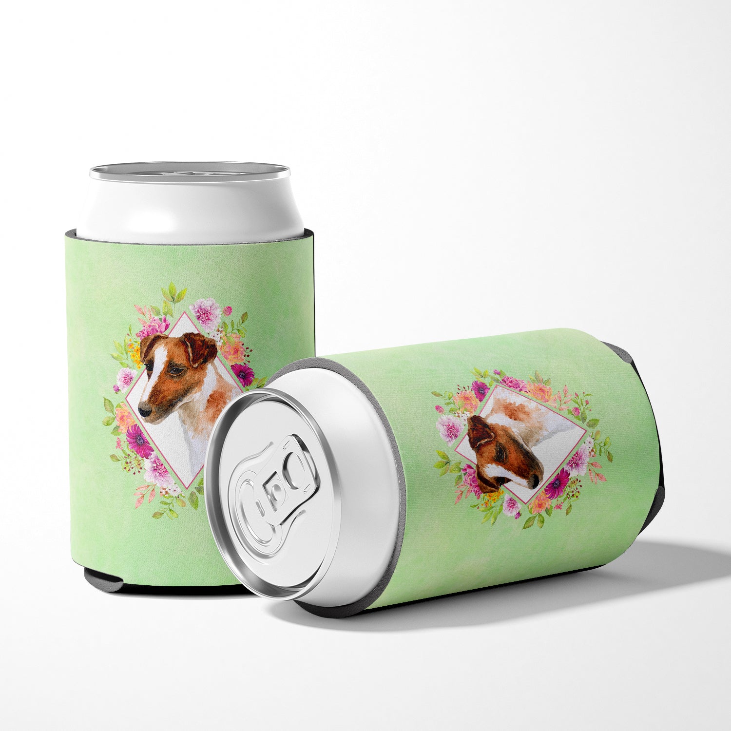 Jack Russell Terrier Green Flowers Can or Bottle Hugger CK4301CC