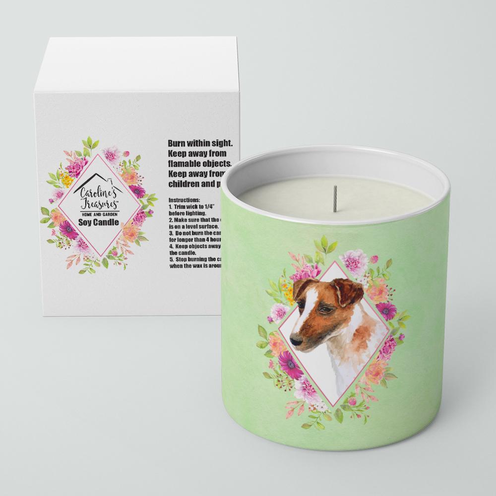 Jack Russell Terrier Green Flowers 10 oz Decorative Soy Candle CK4301CDL by Caroline&#39;s Treasures