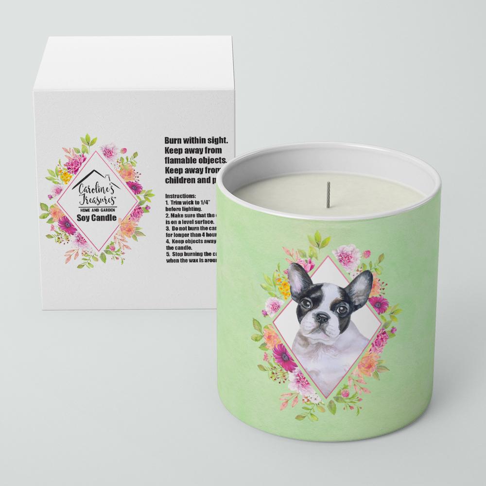 French Bulldog Green Flowers 10 oz Decorative Soy Candle CK4303CDL by Caroline&#39;s Treasures