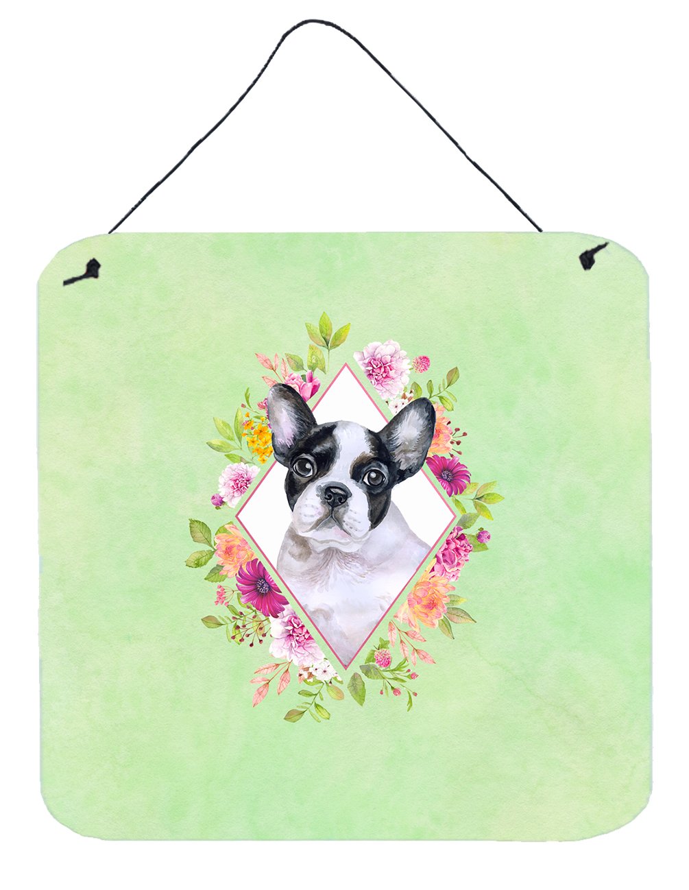 French Bulldog Green Flowers Wall or Door Hanging Prints CK4303DS66 by Caroline&#39;s Treasures
