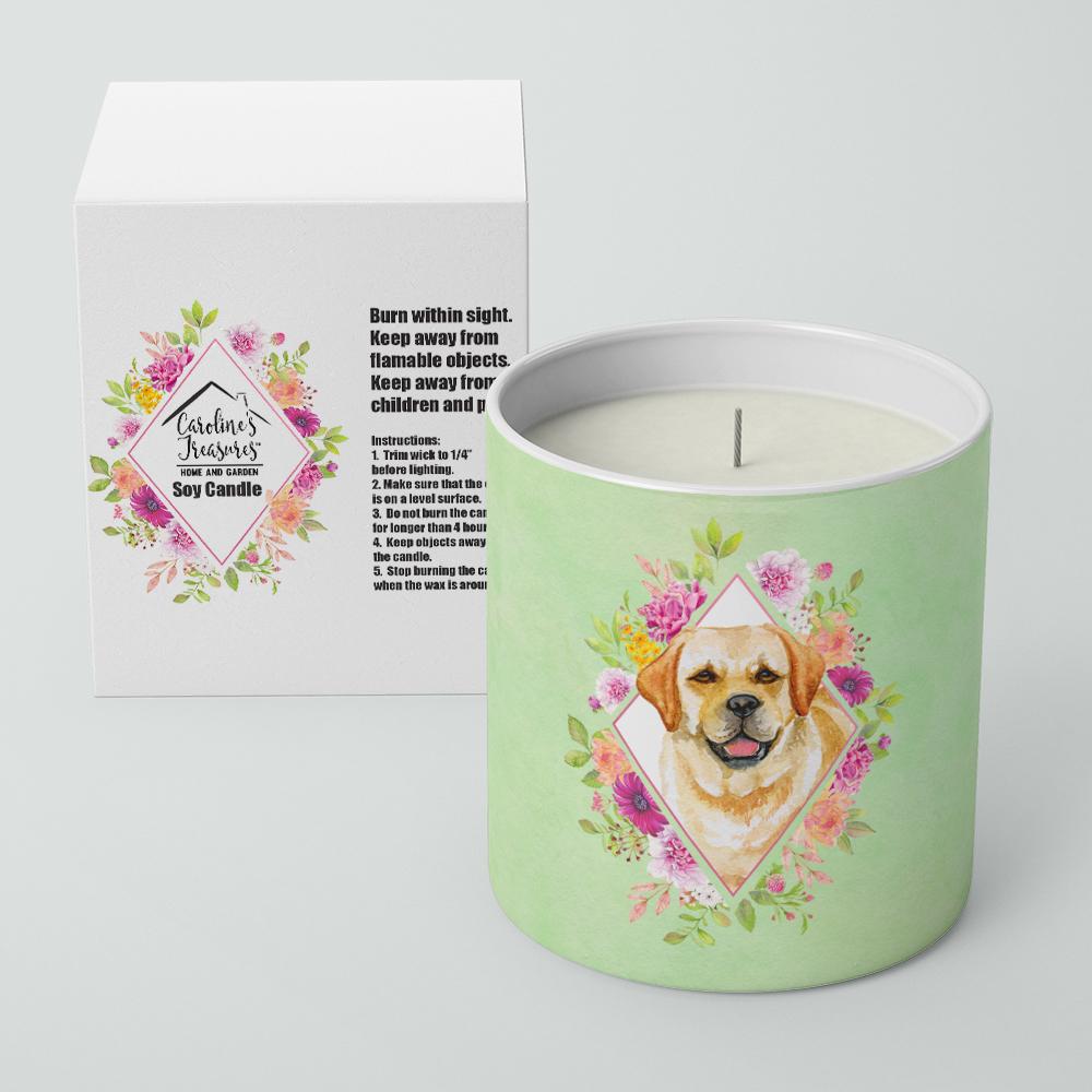 Golden Retriever Green Flowers 10 oz Decorative Soy Candle CK4309CDL by Caroline's Treasures