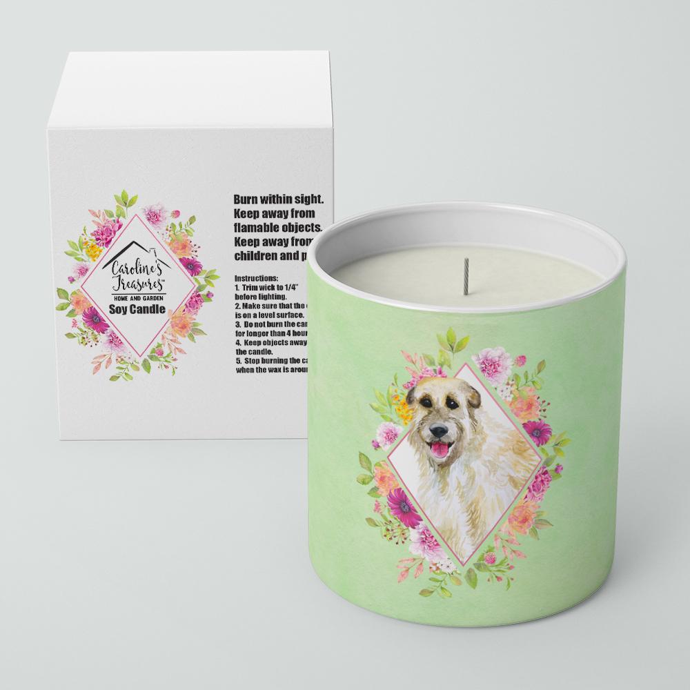 Irish Wolfhound Green Flowers 10 oz Decorative Soy Candle CK4313CDL by Caroline&#39;s Treasures