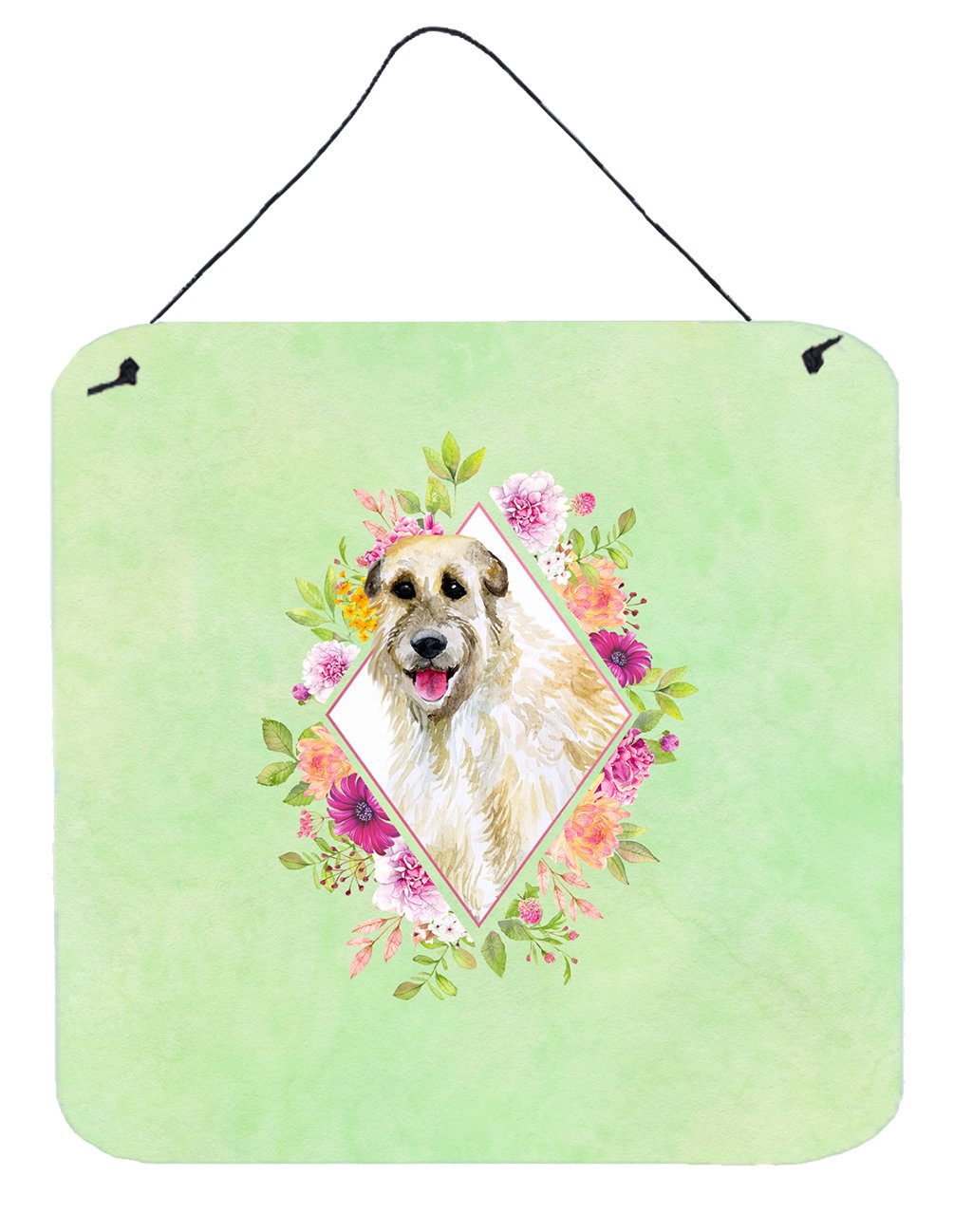 Irish Wolfhound Green Flowers Wall or Door Hanging Prints CK4313DS66 by Caroline&#39;s Treasures