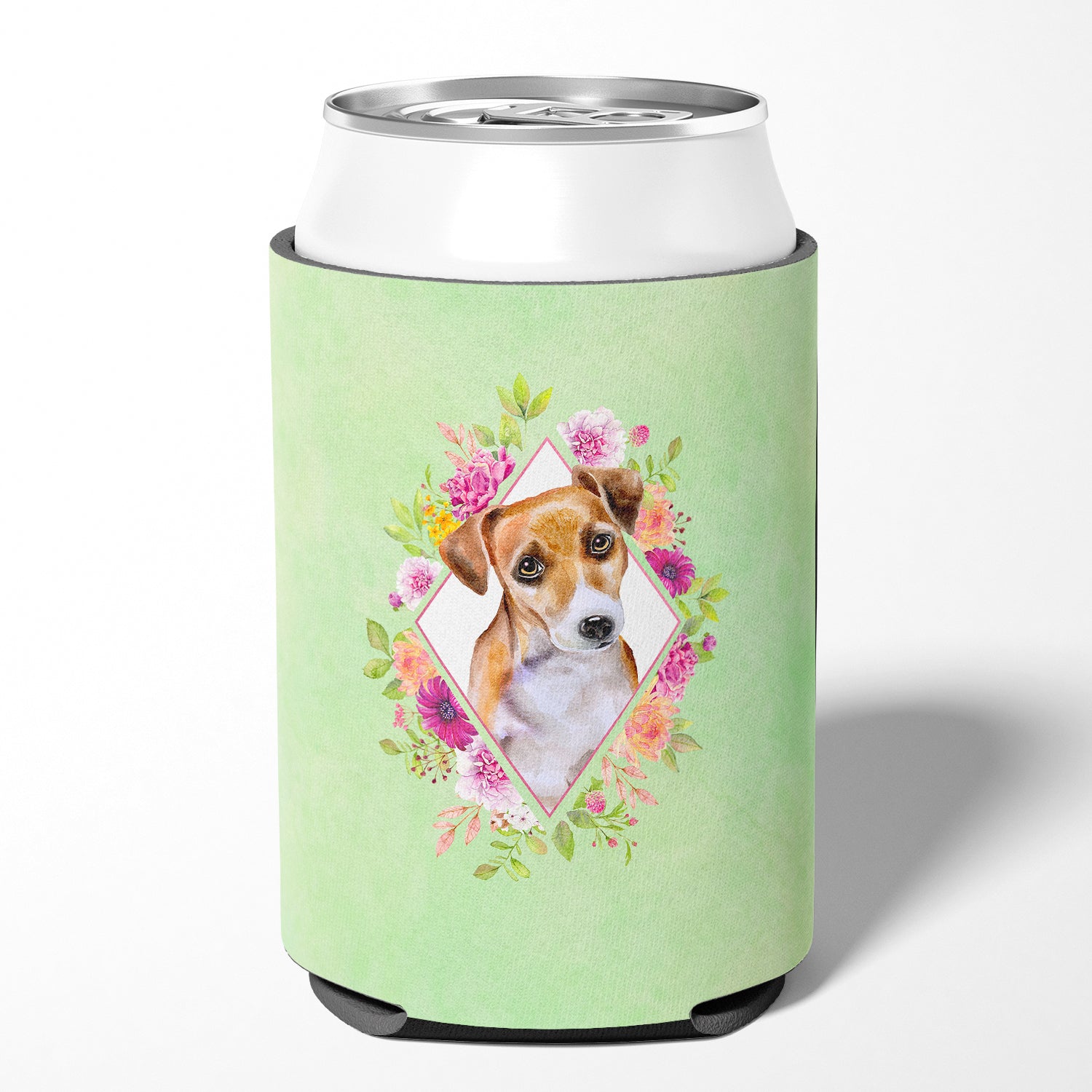 Jack Russell Terrier #1 Green Flowers Can or Bottle Hugger CK4315CC  the-store.com.