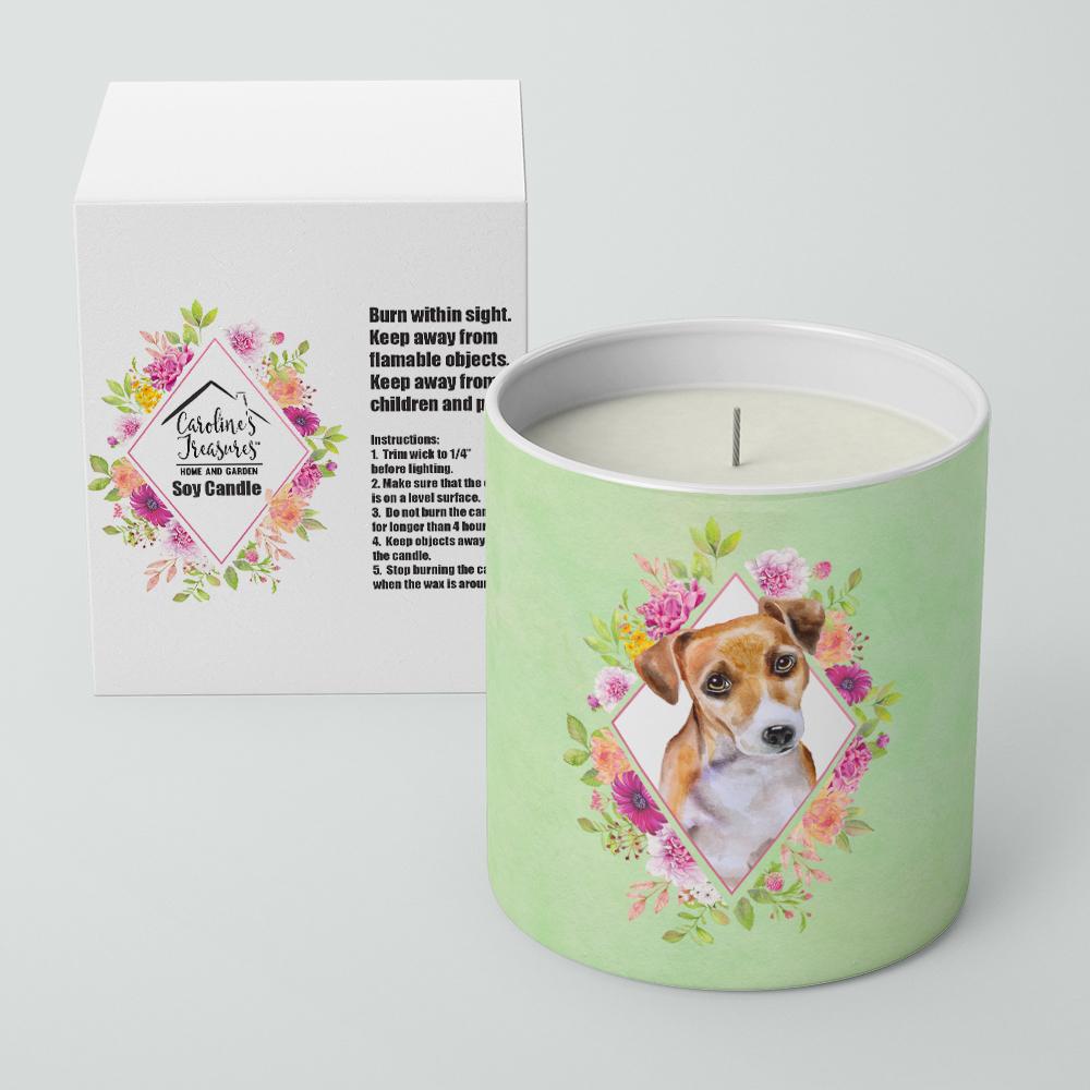 Jack Russell Terrier #1 Green Flowers 10 oz Decorative Soy Candle CK4315CDL by Caroline&#39;s Treasures