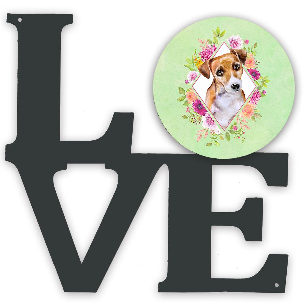Jack Russell Terrier #1 Green Flowers Metal Wall Artwork LOVE CK4315WALV by Caroline&#39;s Treasures