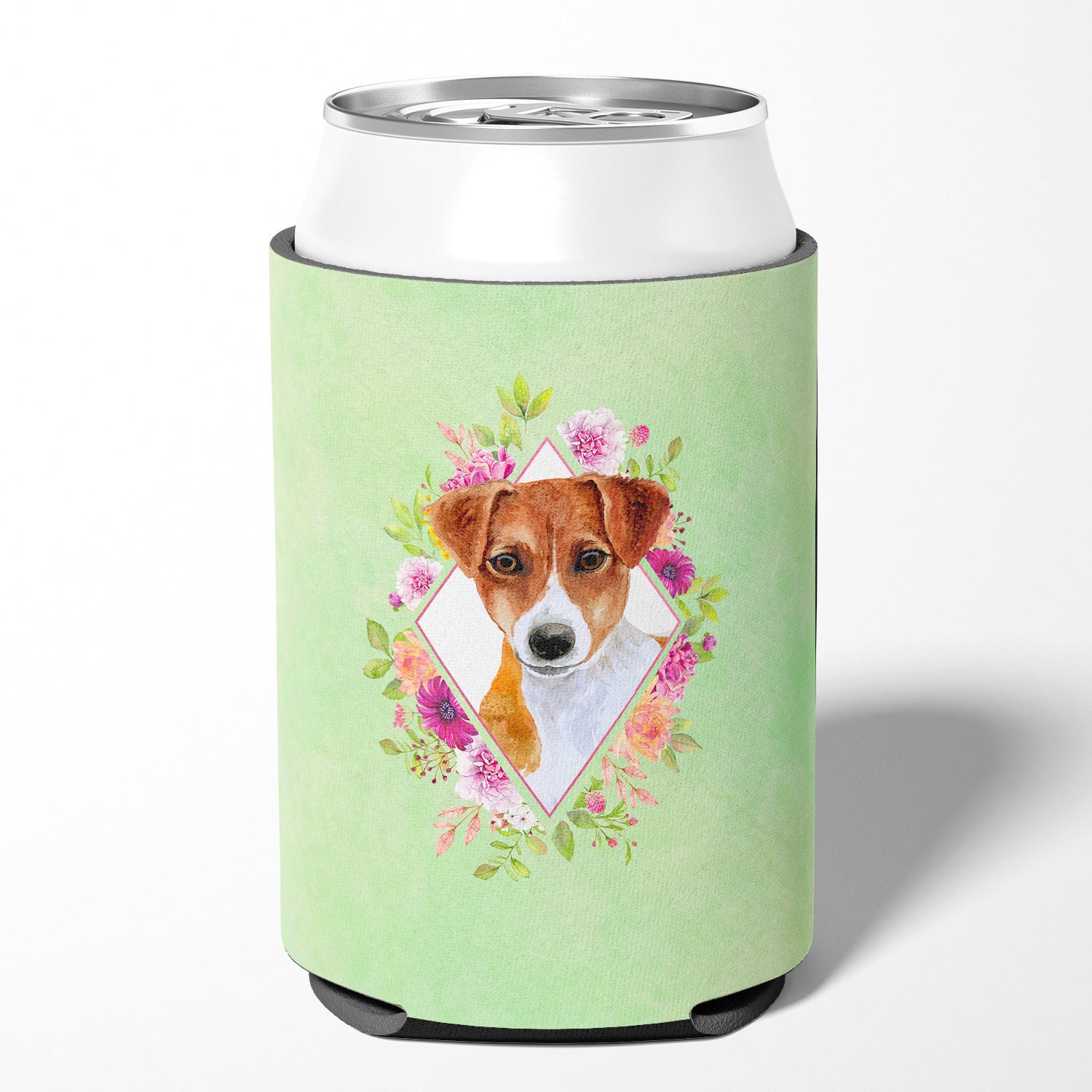 Jack Russell Terrier #2 Green Flowers Can or Bottle Hugger CK4316CC  the-store.com.