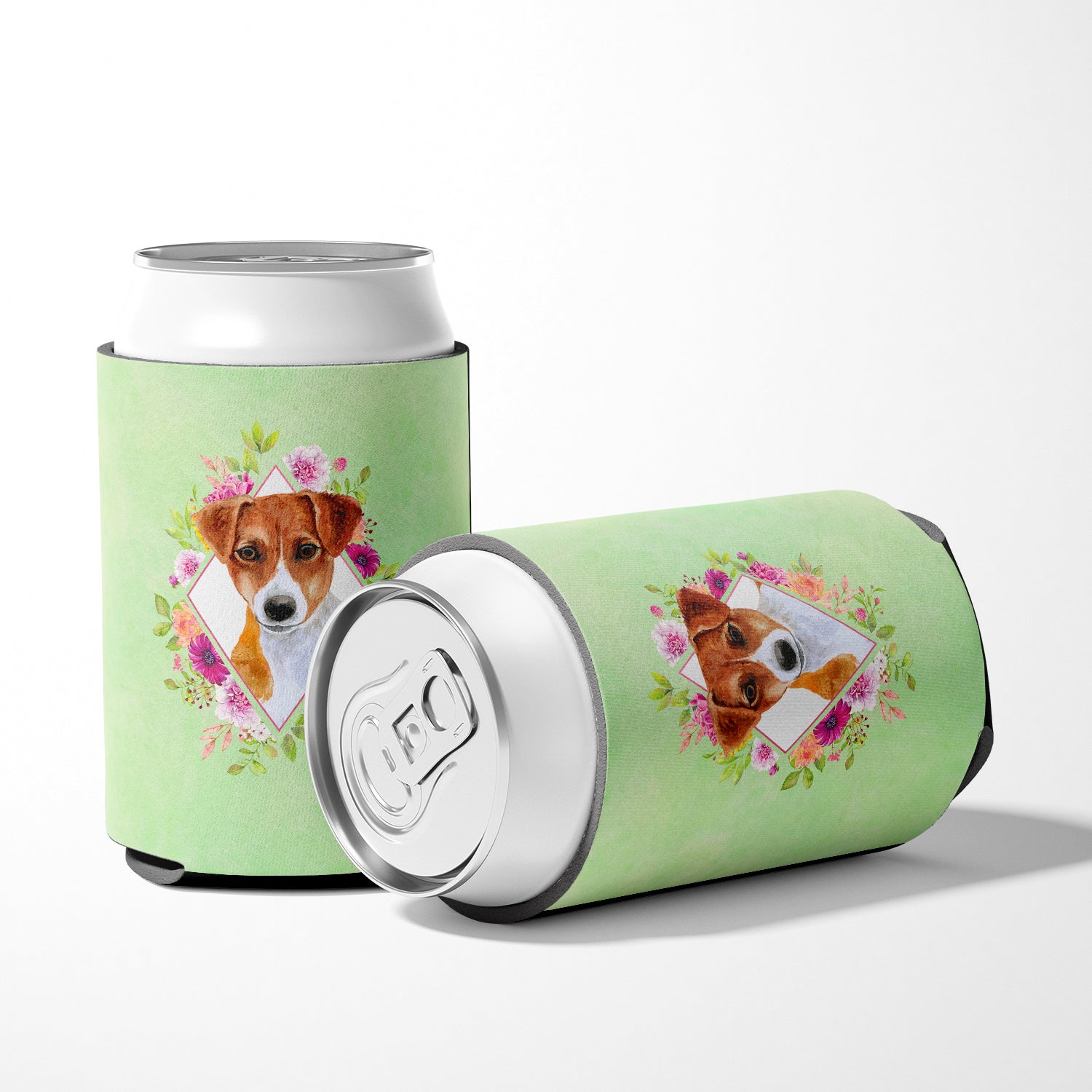 Jack Russell Terrier #2 Green Flowers Can or Bottle Hugger CK4316CC  the-store.com.