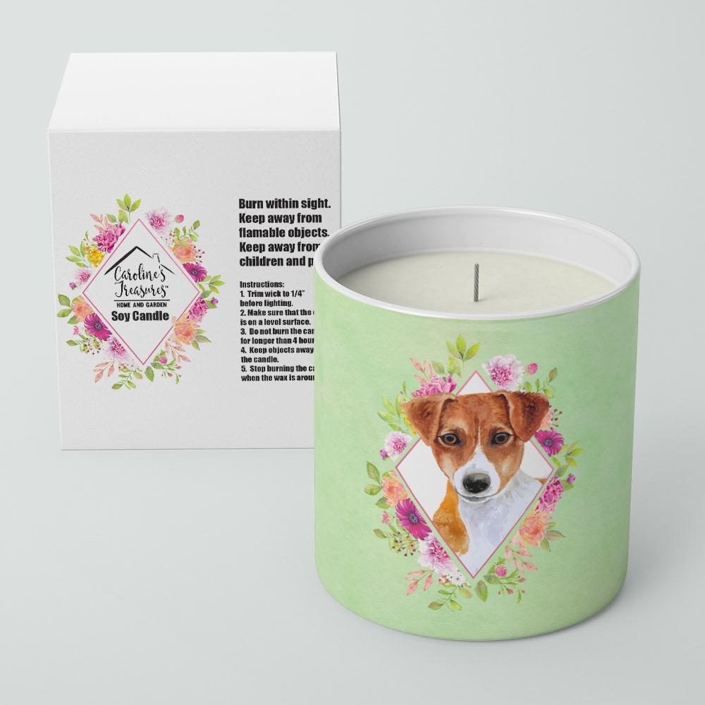 Jack Russell Terrier #2 Green Flowers 10 oz Decorative Soy Candle CK4316CDL by Caroline&#39;s Treasures