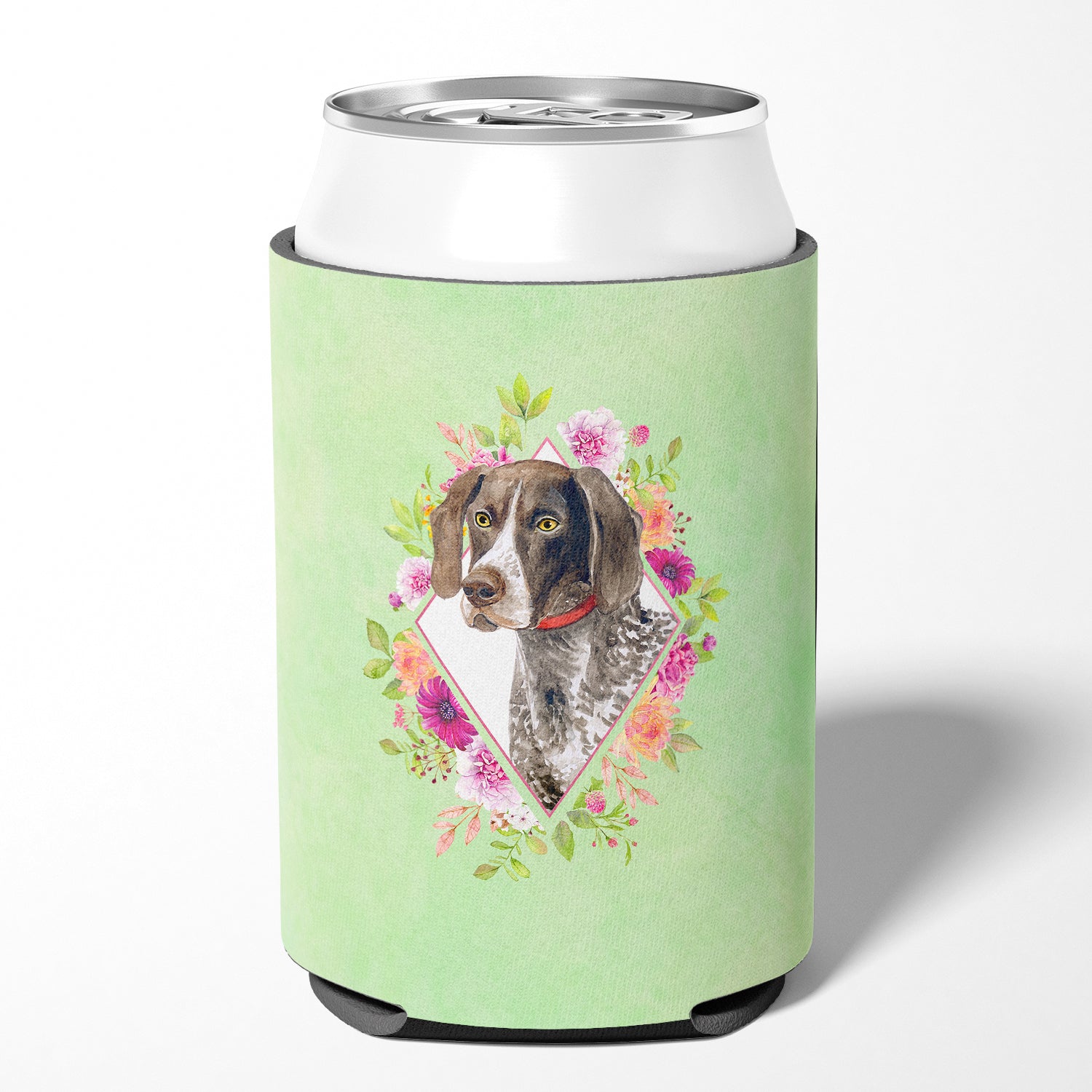German Shorthaired Pointer Green Flowers Can or Bottle Hugger CK4317CC  the-store.com.