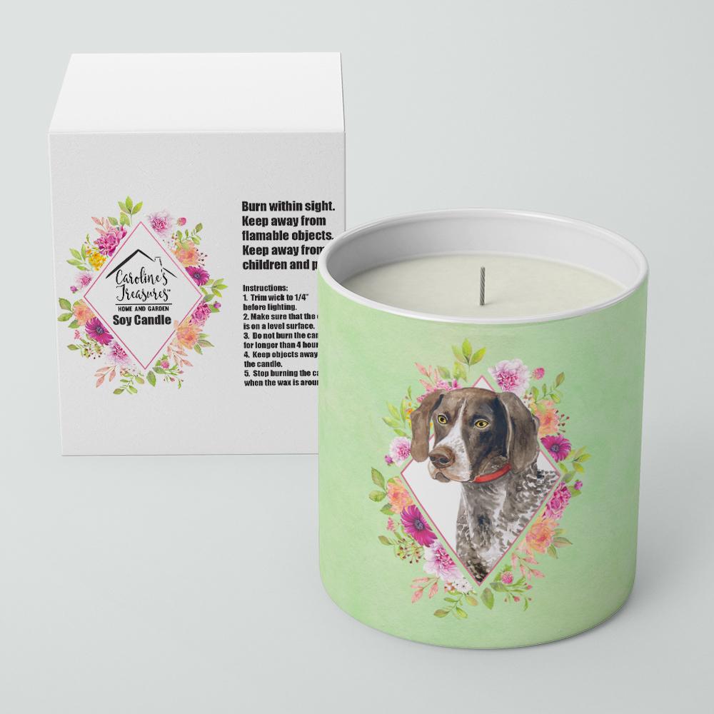 German Shorthaired Pointer Green Flowers 10 oz Decorative Soy Candle CK4317CDL by Caroline&#39;s Treasures