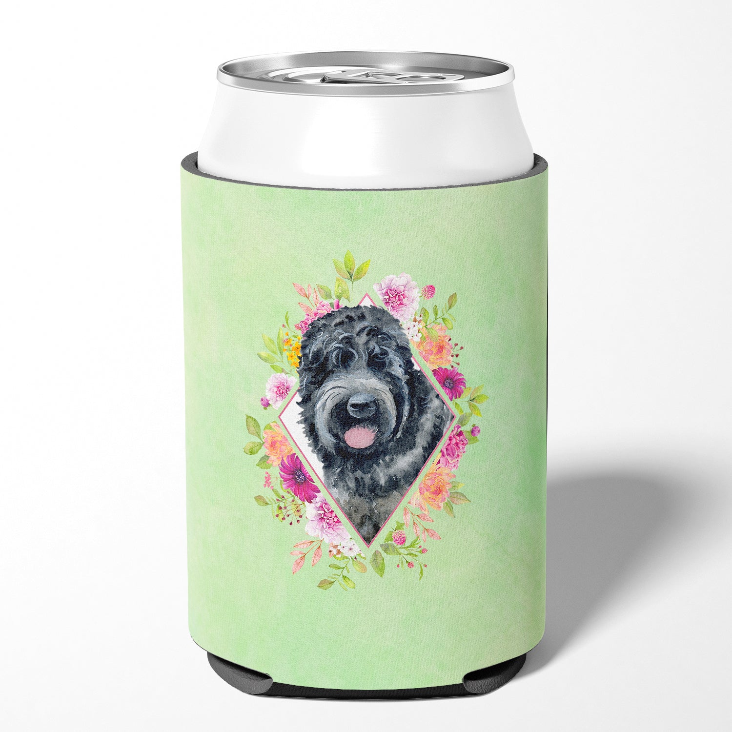 Russian Black Terrier Green Flowers Can or Bottle Hugger CK4336CC